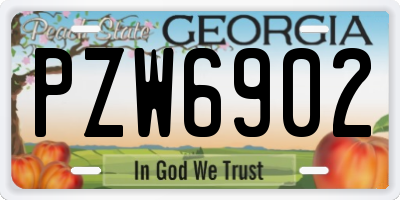 GA license plate PZW6902
