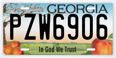 GA license plate PZW6906