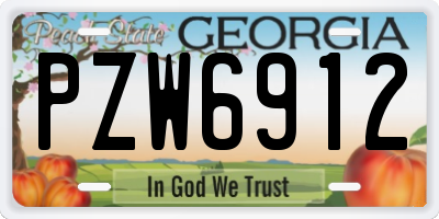 GA license plate PZW6912