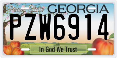 GA license plate PZW6914