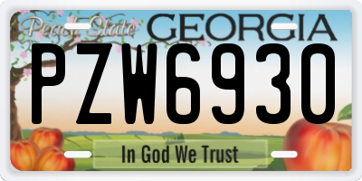 GA license plate PZW6930