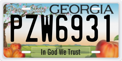 GA license plate PZW6931