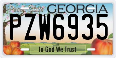 GA license plate PZW6935