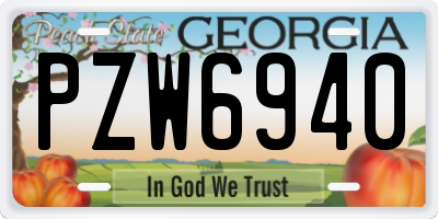 GA license plate PZW6940