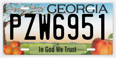 GA license plate PZW6951