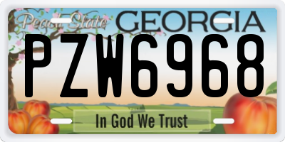 GA license plate PZW6968