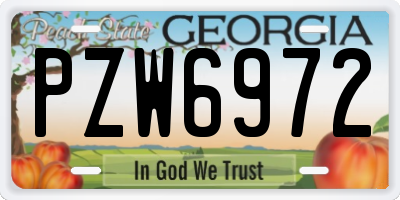 GA license plate PZW6972
