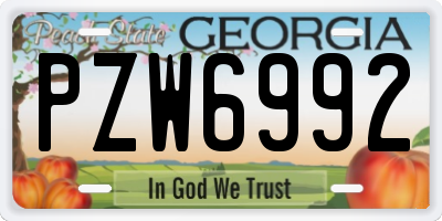 GA license plate PZW6992