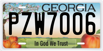 GA license plate PZW7006