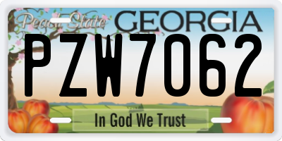 GA license plate PZW7062