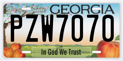 GA license plate PZW7070