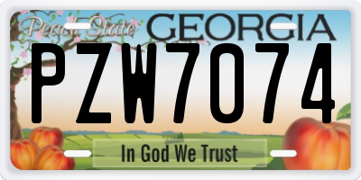 GA license plate PZW7074