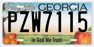 GA license plate PZW7115