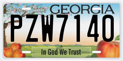 GA license plate PZW7140