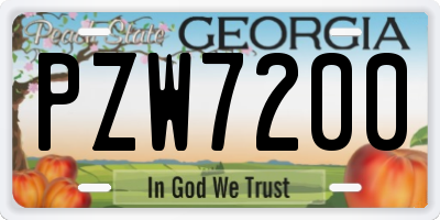 GA license plate PZW7200