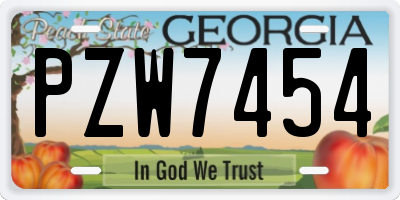 GA license plate PZW7454