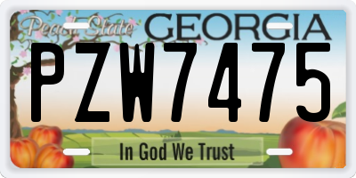 GA license plate PZW7475