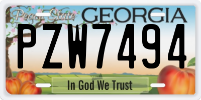 GA license plate PZW7494