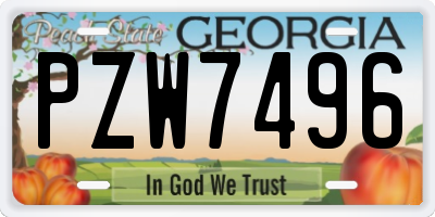 GA license plate PZW7496