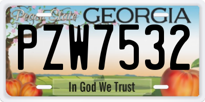 GA license plate PZW7532
