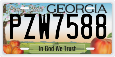 GA license plate PZW7588