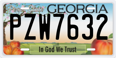 GA license plate PZW7632