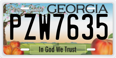 GA license plate PZW7635
