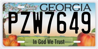 GA license plate PZW7649