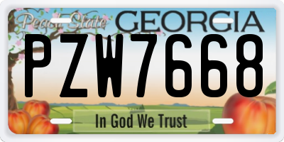 GA license plate PZW7668