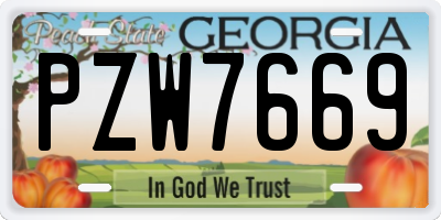 GA license plate PZW7669