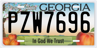 GA license plate PZW7696