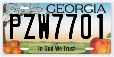 GA license plate PZW7701