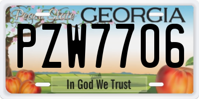 GA license plate PZW7706