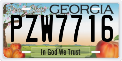 GA license plate PZW7716