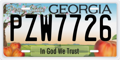 GA license plate PZW7726