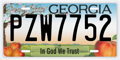 GA license plate PZW7752