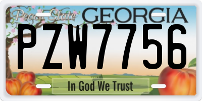 GA license plate PZW7756
