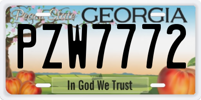 GA license plate PZW7772