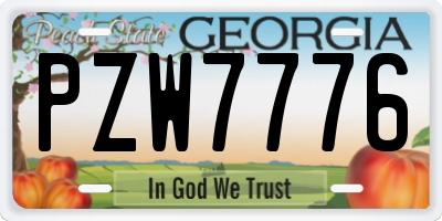 GA license plate PZW7776