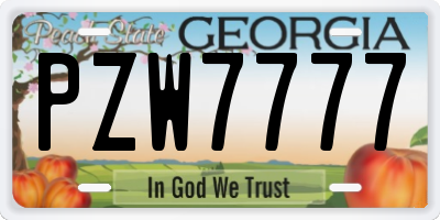 GA license plate PZW7777