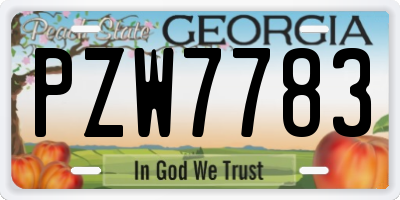 GA license plate PZW7783