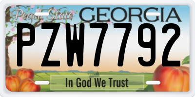 GA license plate PZW7792
