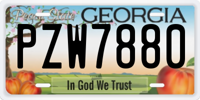 GA license plate PZW7880