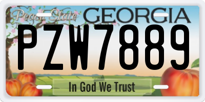 GA license plate PZW7889