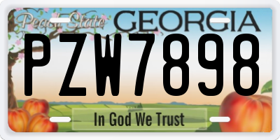 GA license plate PZW7898