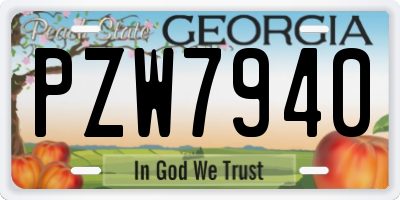 GA license plate PZW7940