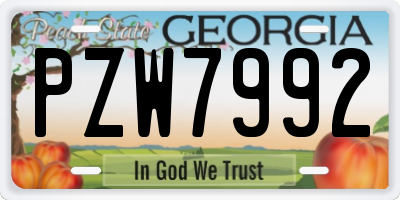 GA license plate PZW7992