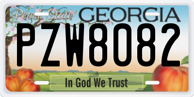 GA license plate PZW8082