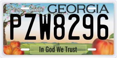 GA license plate PZW8296