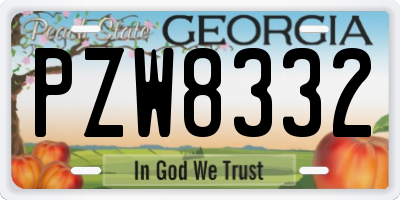 GA license plate PZW8332